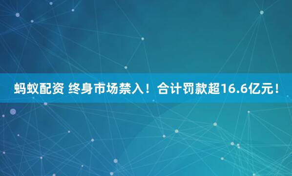 蚂蚁配资 终身市场禁入！合计罚款超16.6亿元！