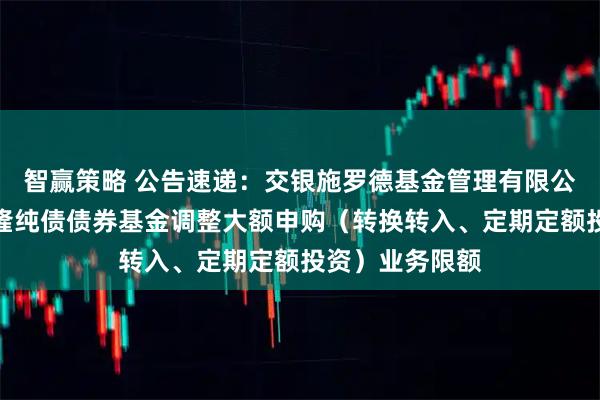 智赢策略 公告速递：交银施罗德基金管理有限公司关于交银裕隆纯债债券基金调整大额申购（转换转入、定期定额投资）业务限额