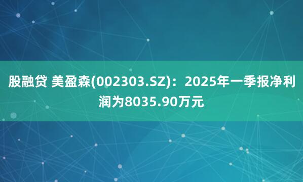 股融贷 美盈森(002303.SZ)：2025年一季报净利润为8035.90万元